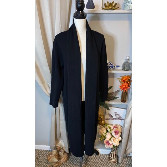 NWT $268 Black size Large Open Thick Heavy Long Sleeve Sweater with Pockets - Picture 1 of 12